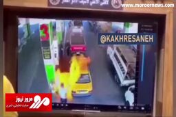 لحظه آتش گرفتن یک پراید در عراق وسط پمپ بنزین + فیلم