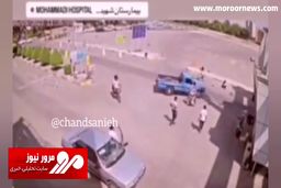 زیر گرفتن پزشک زن در محوطه بیمارستان توسط راننده وانت + فیلم