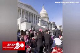 اعتصاب کارکنان کنگره آمریکا به خاطر جنگ غزه + فیلم