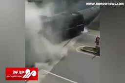 لحظه تصادف قطار با کامیون! + فیلم