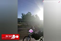 توریست آلمانی با دوچرخه شاسی‌بلند در همدان! + فیلم