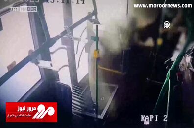 لحظه واژگون شدن اتوبوس شهری در سرپایینی در باشاکشهیر استانبول از زاویه دوربین داخل + فیلم
