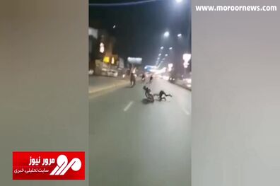 آکروبات بازی موتور سوار ناشی حادثه ساز شد + فیلم