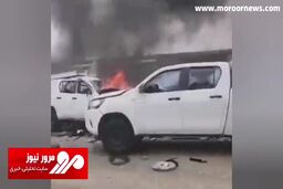 به آتش کشیدن خودروهای اسرائیلی توسط موشک‌های حزب‌الله لبنان + فیلم
