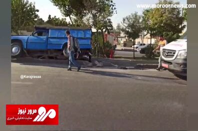 اولین تصاویر از تصادف شدید نیسان و پراید در جاده مخصوص کرج + فیلم