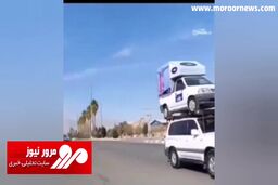 باربری پراید وانت با لندکروز شاسی‌بلند وسط خیابان‌های شیراز! + فیلم