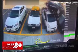 پرواز خودرو به سمت جای پارک بعد از له کردن سقف ۳ خودرو + فیلم