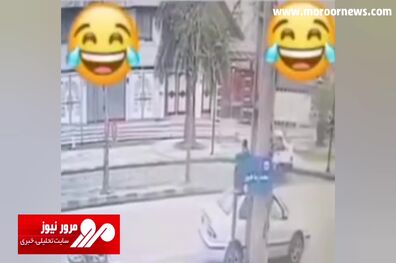 فرود راکب موتور روی سقف سمند در تهران پس از تصادف ناگهانی از پشت! + فیلم