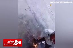 یک مرد دیوانه باک بنزین ماشینش را آتش زد! + فیلم