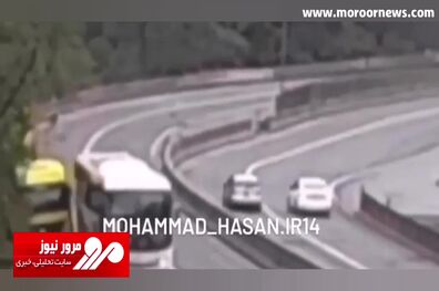 نجات معجزه‌آسای ماسفران یک اتوبوس توسط راننده زبردست + فیلم