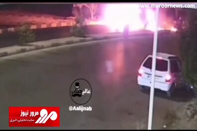 لحظه آتش گرفتن سمند با ۳ سرنشین وسط اتوبان + فیلم